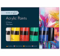 Acrylic Paints. Assorted. Pack of 6